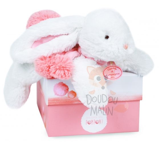  lapin pompon corail blanc rose 